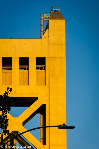 One of the bridge's golden towers.